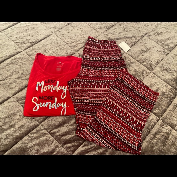 PIJAMA set of two pieces /pants and top women red size M - Picture 5 of 5